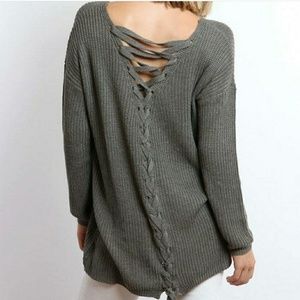 Lace Up Sweater